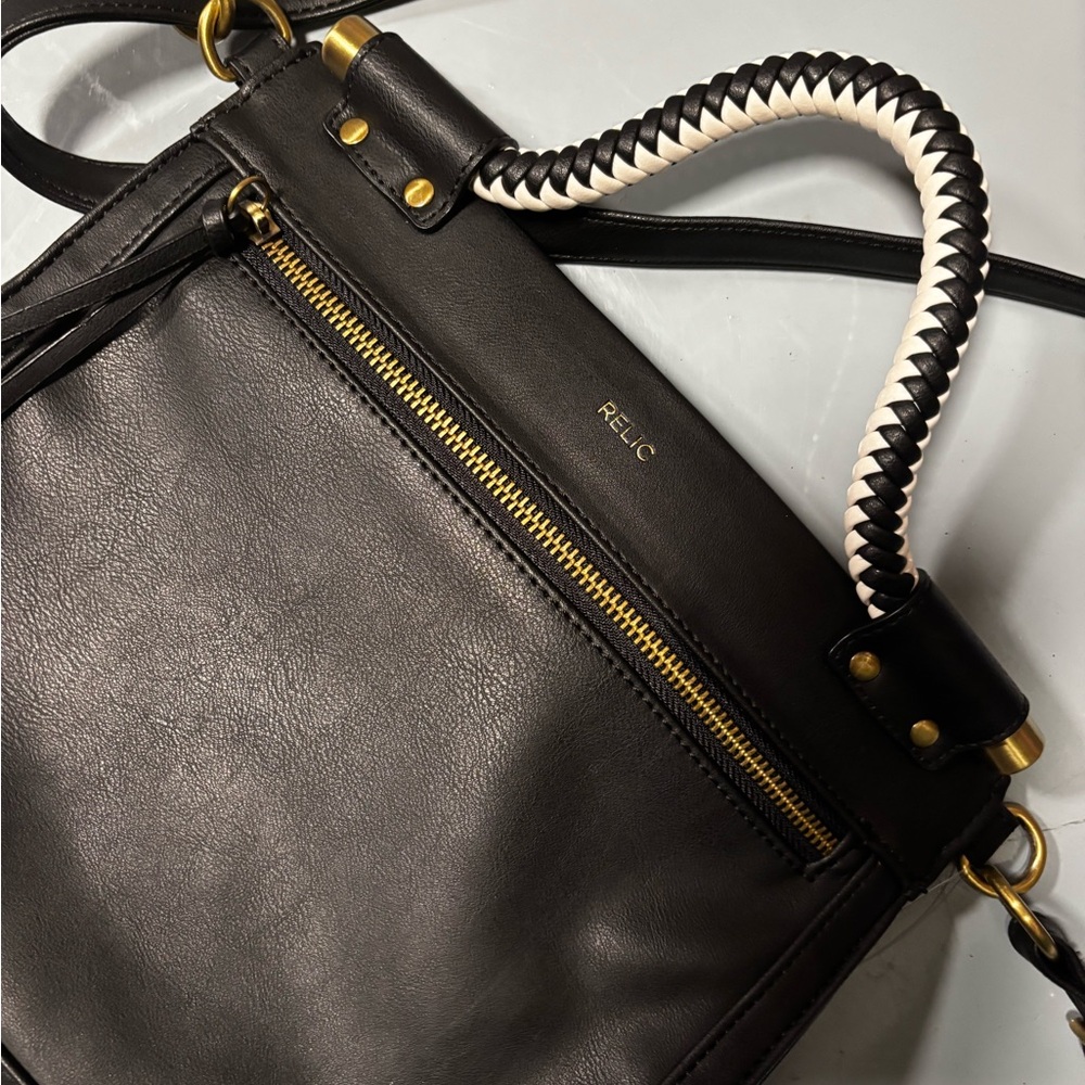 Relic Black Crossbody Bag with Braided Handle